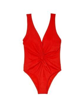 Red Victoria's Secret Swim Twist Plunge One-Piece Swimsuit Medium